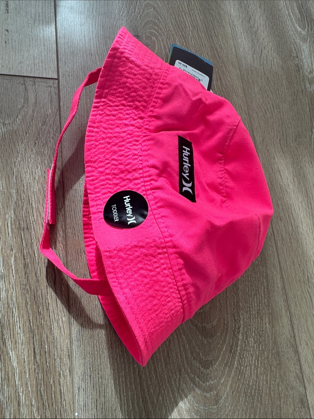 Hurley Toddler Bright Neon Pink Bucket Hat with Chin Strap